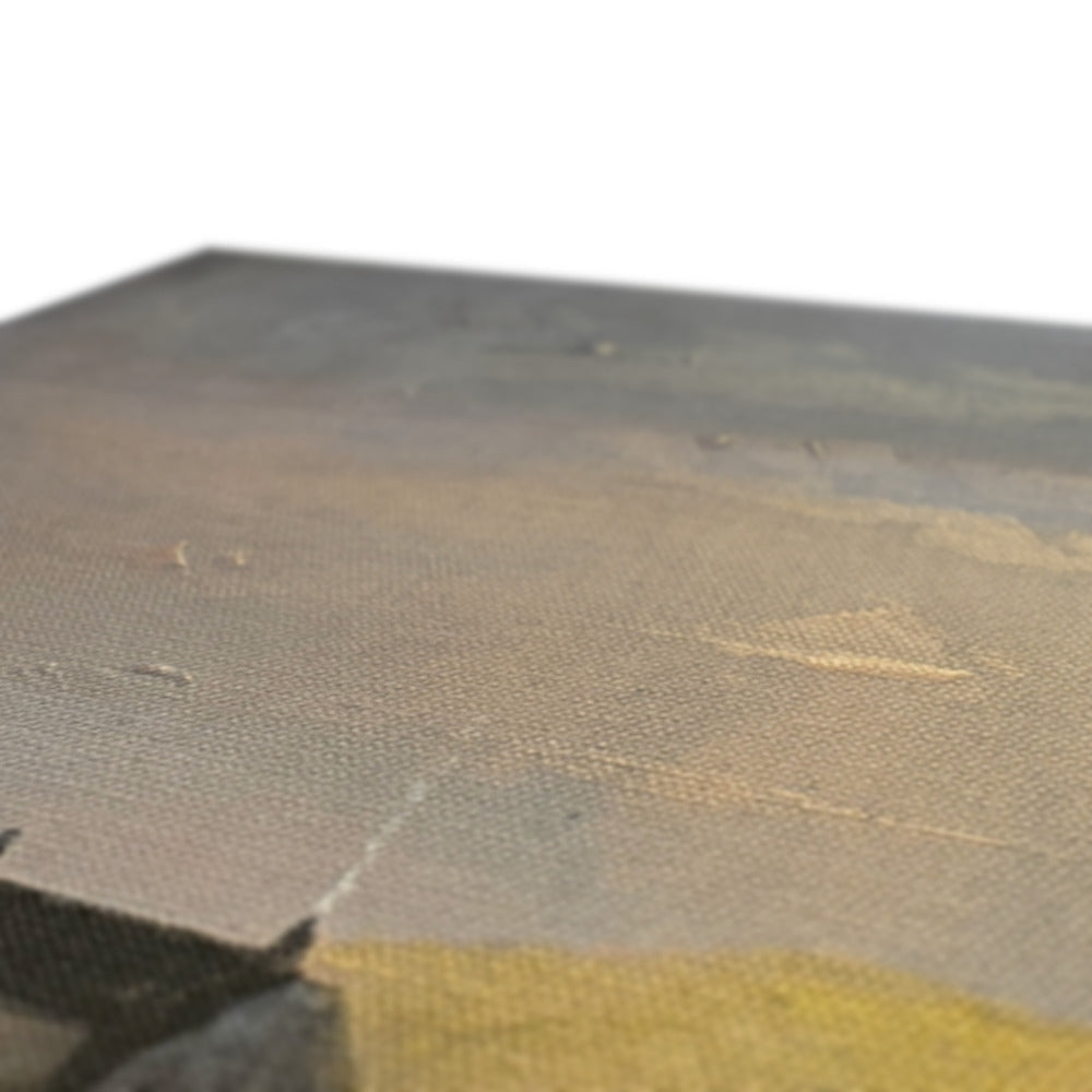 Abstract textured canvas of Hebridean Croft House in grays and yellows