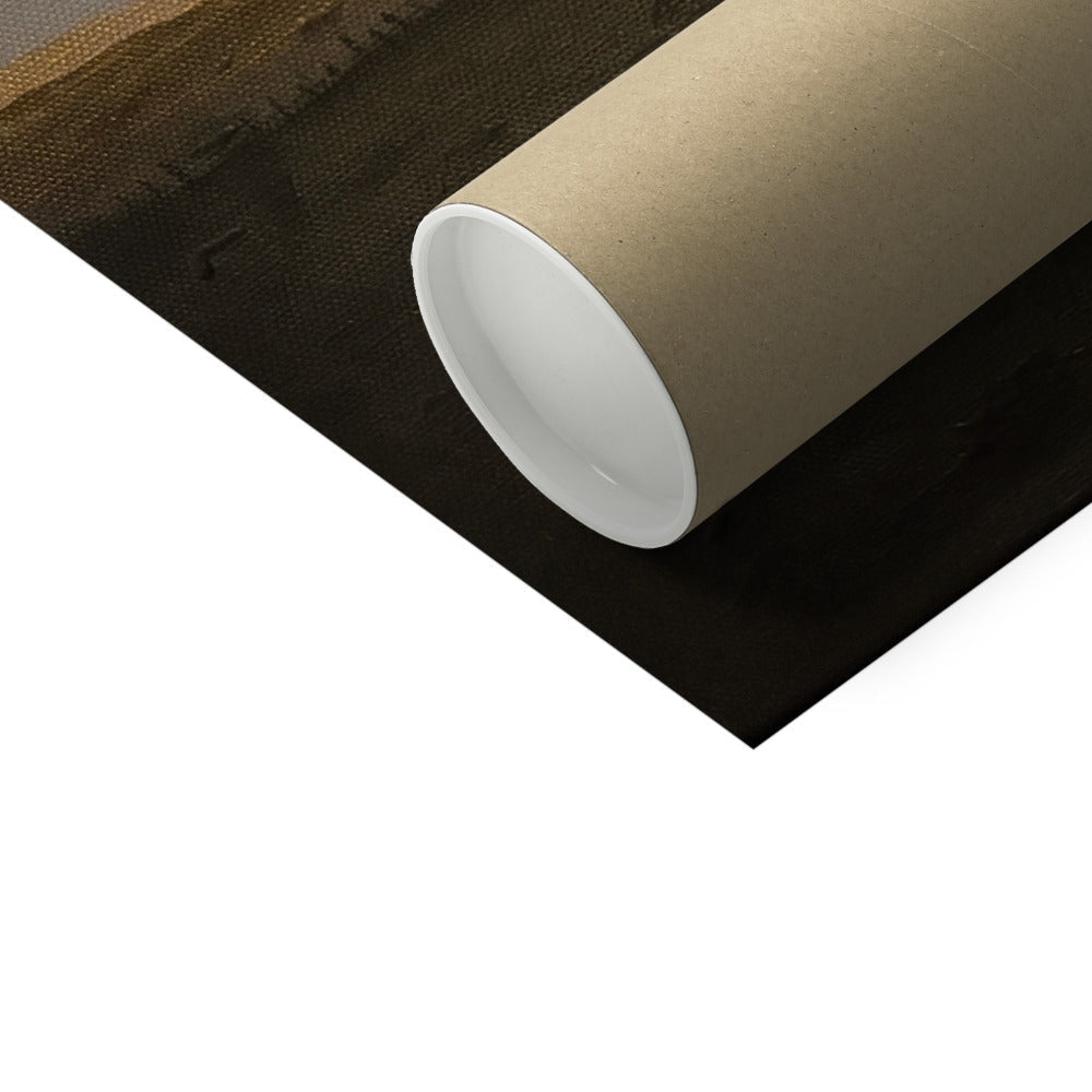 Hebridean Croft House print in beige cardboard tube with white lining