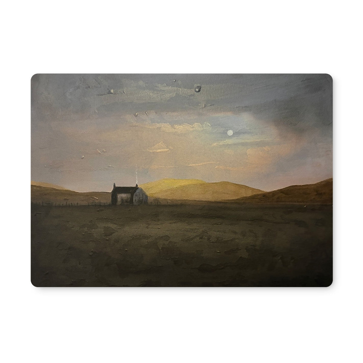 Hebridean croft house placemat with stone cottage art print