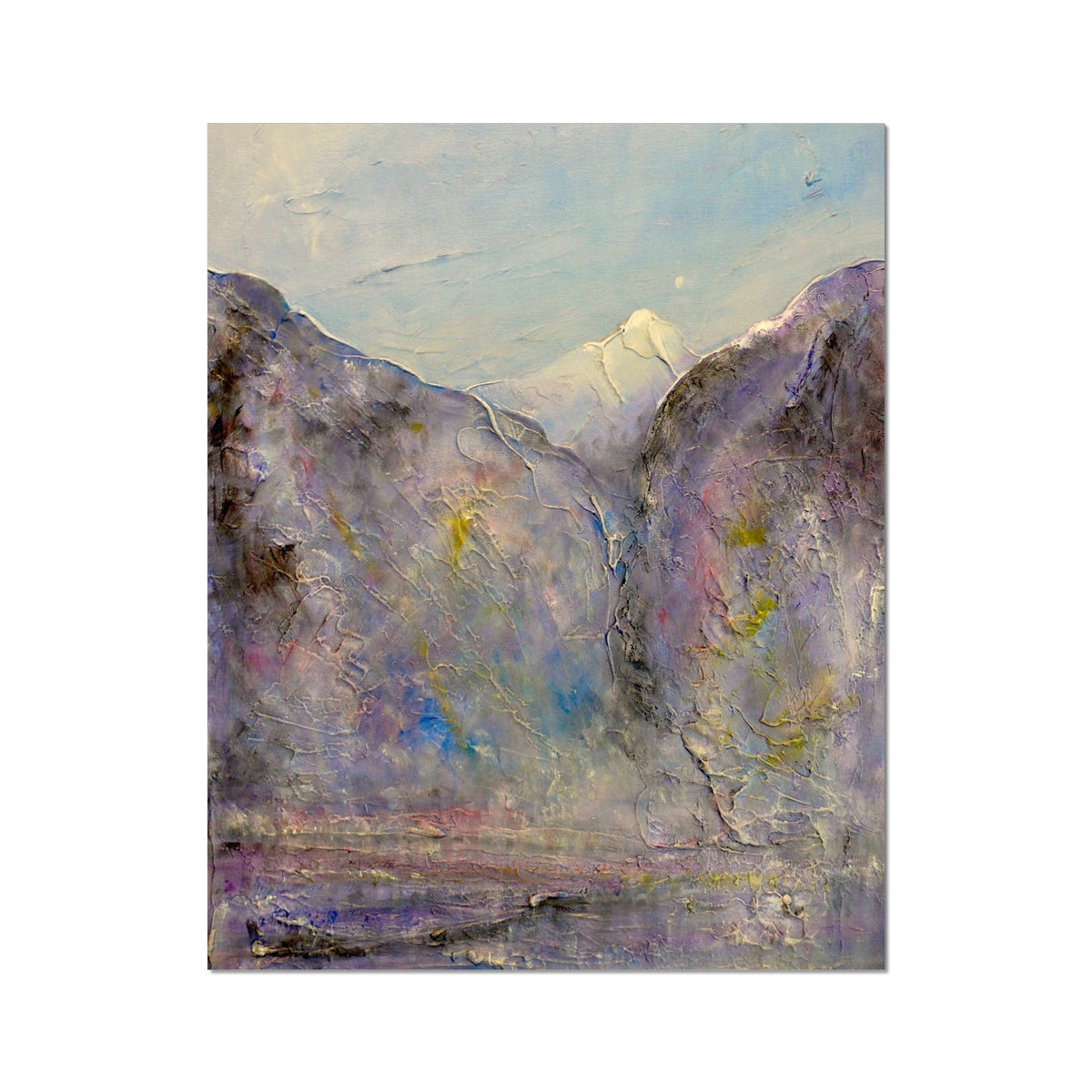 Lavender and white abstract mountain landscape on canvas, Hidden Valley Snow Artist Proof print