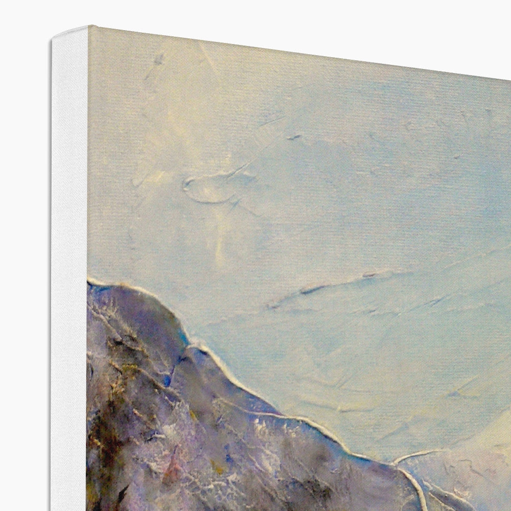 Hidden Valley Snow canvas print with abstract earth tones and textured brushstrokes