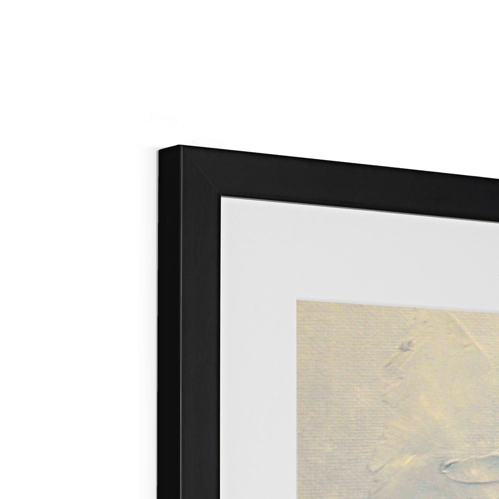 Black matte frame with white mat and Hidden Valley Snow abstract print