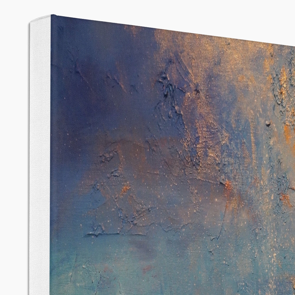 Blue and gold abstract textured canvas wall art Highland Hay Bales print