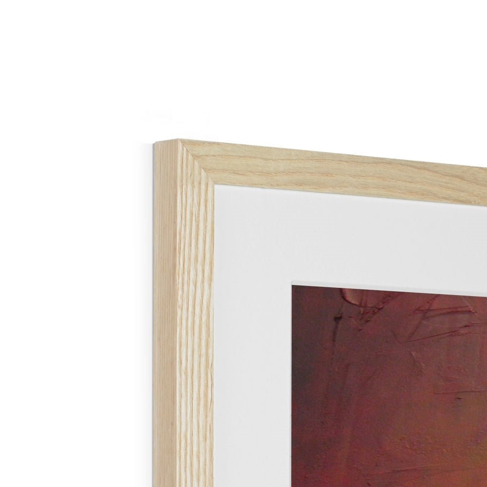 Houston Texas Art Prints: light wood frame with white mat and red abstract painting