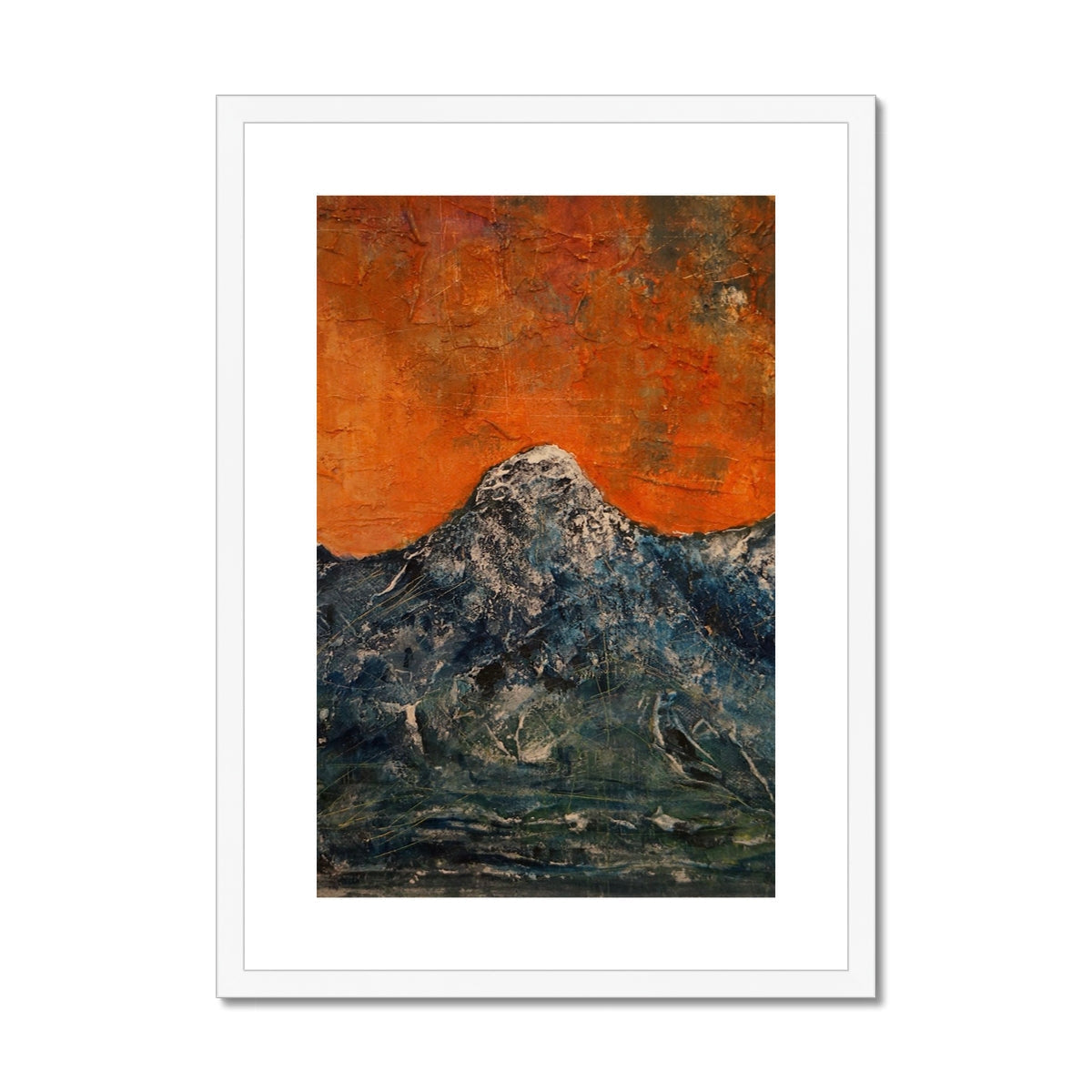 Orange and black abstract mountain painting, Impressions Of Glencoe art print