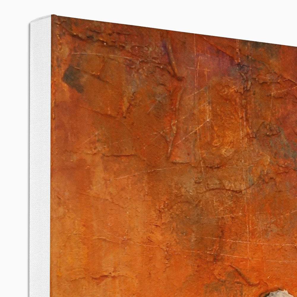 Orange textured metal wall art panel with abstract Glencoe impressions design