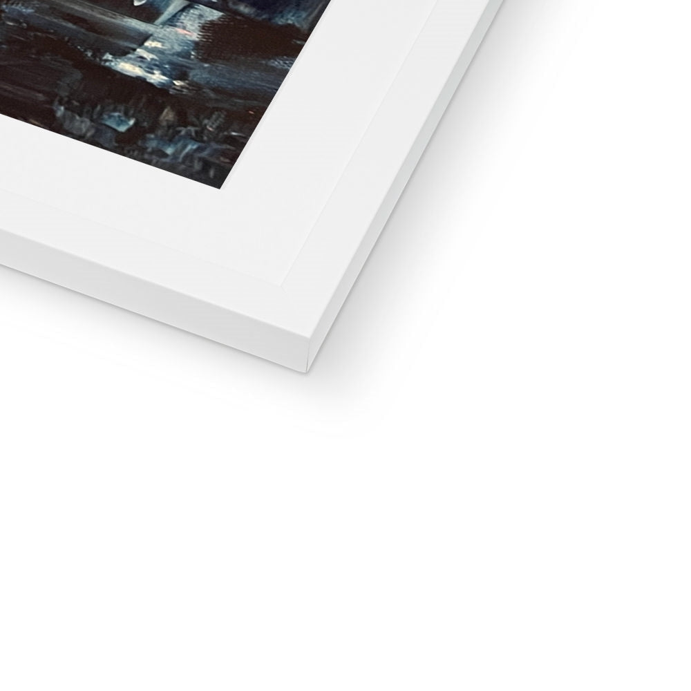 White matte Inception Art Prints frame with black gray abstract art