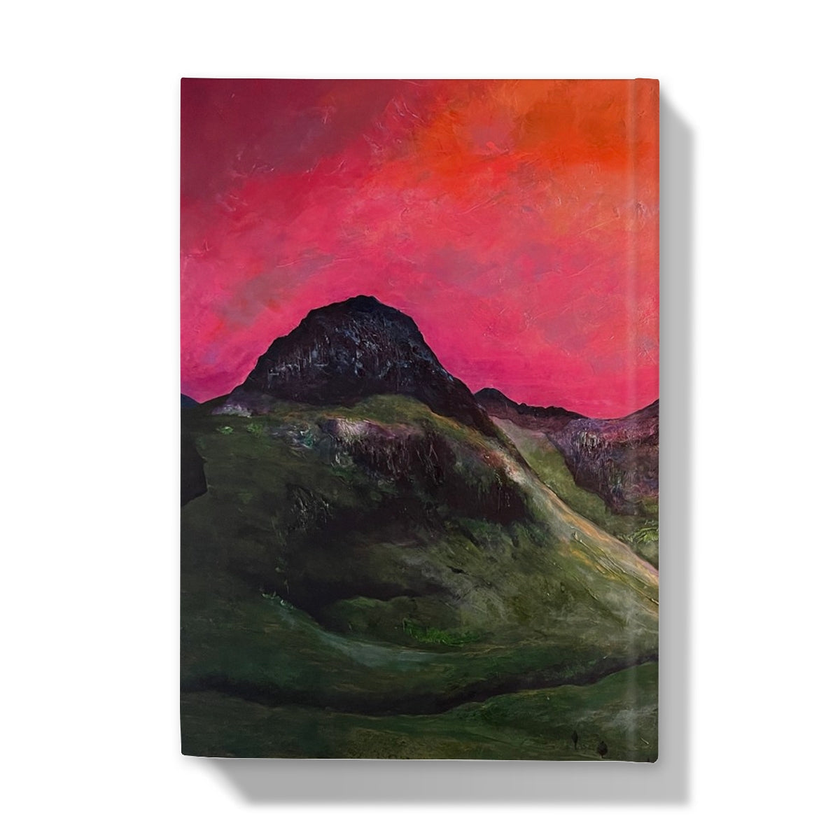 Green mountain hardcover journal with pink orange sunset cover