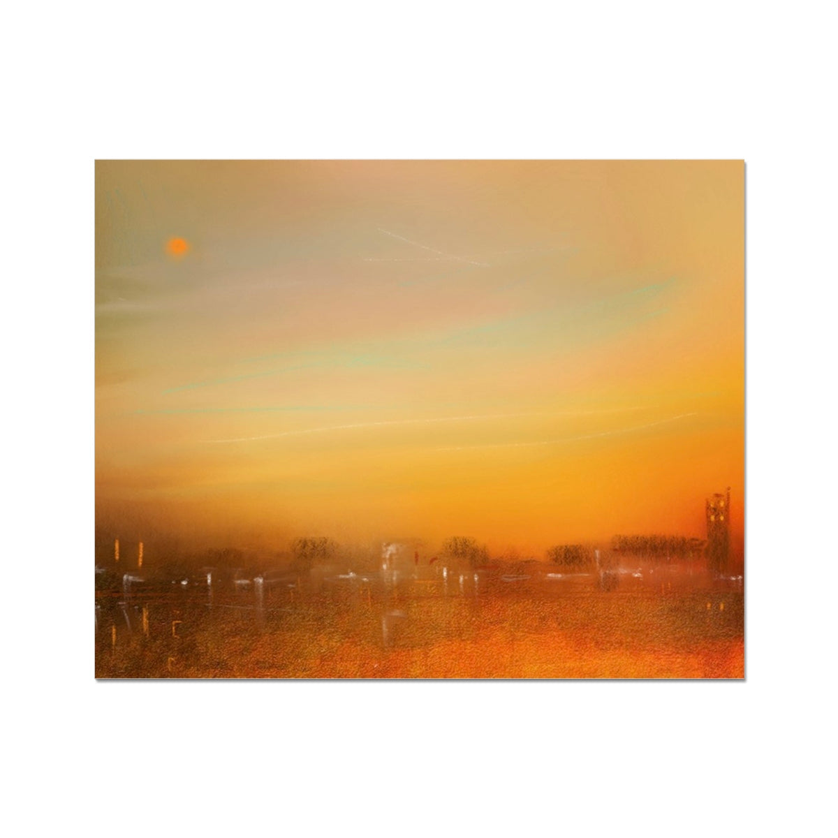 Golden sunset cityscape canvas print of Inveraray Dusk with bridge silhouette