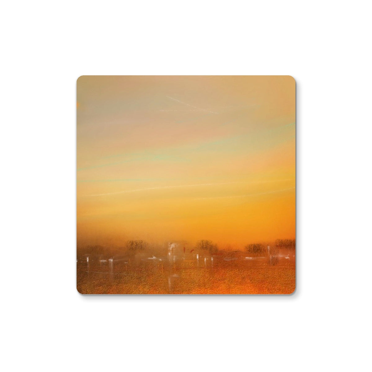 Orange gradient cityscape on Inveraray Dusk Coaster