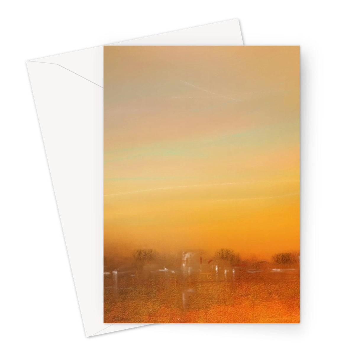 Orange sunset watercolor Inveraray Dusk greeting card