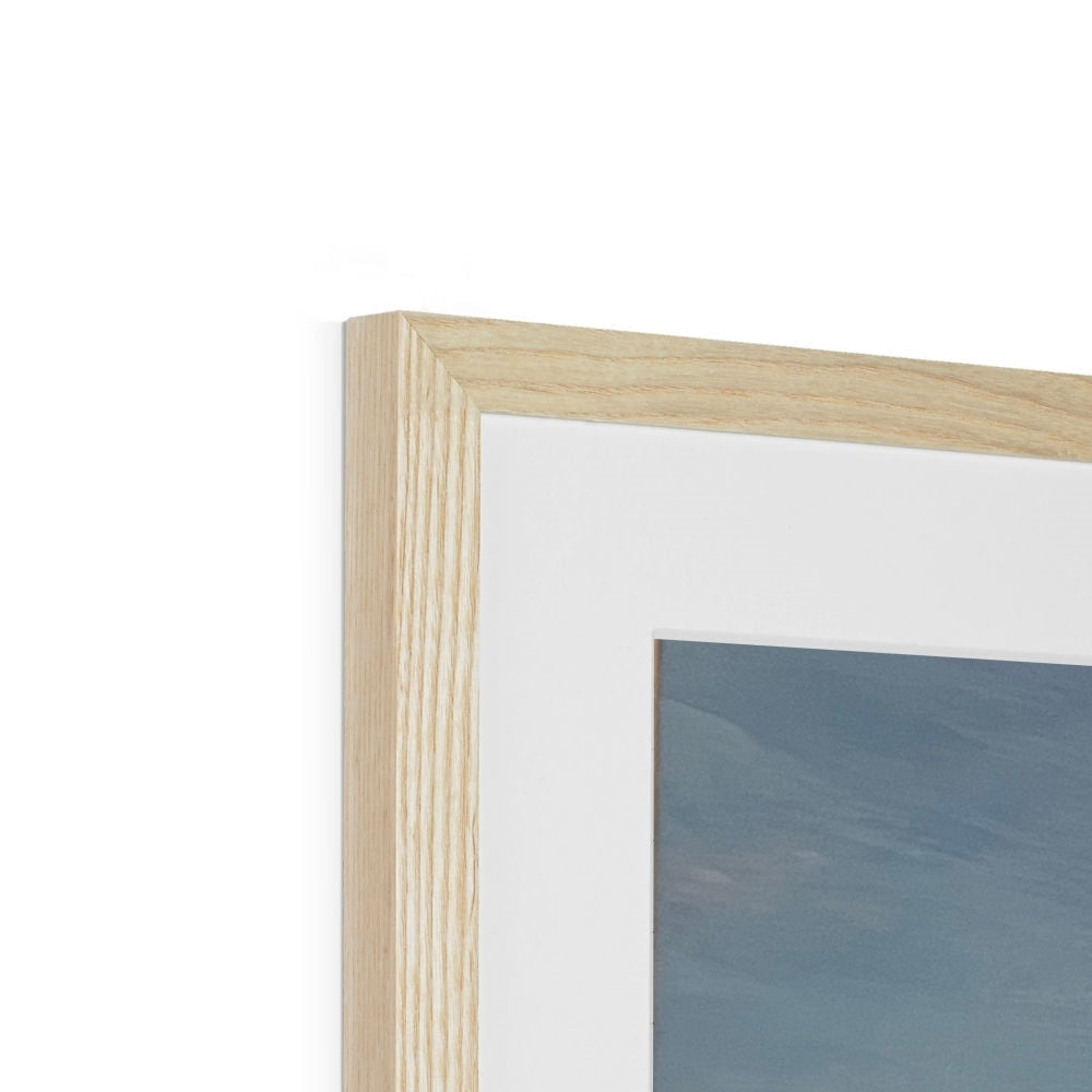 Light wood frame with white mat and blue sky artwork from Ireland to Scotland prints