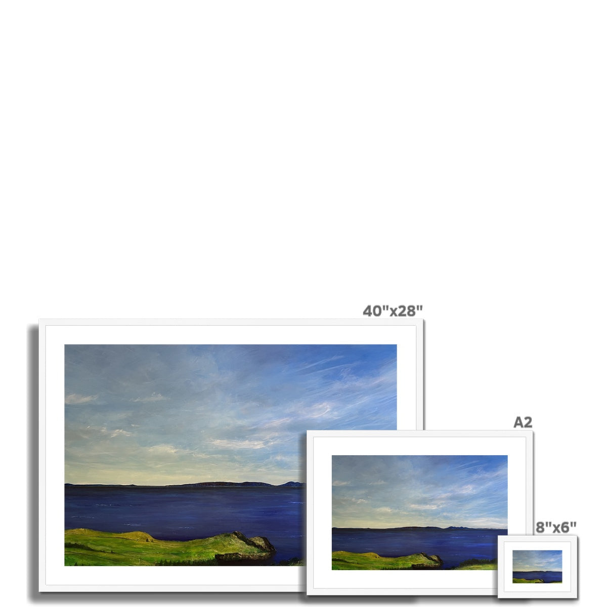 40x28 inch white framed From Ireland To Scotland coastal landscape print