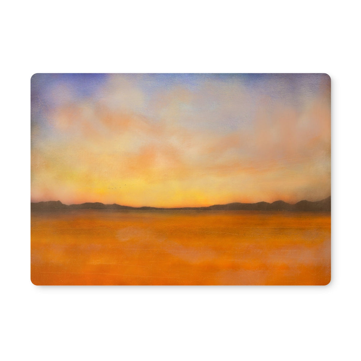 Islay Dawn placemat with golden wheat field and pastel gradient sky