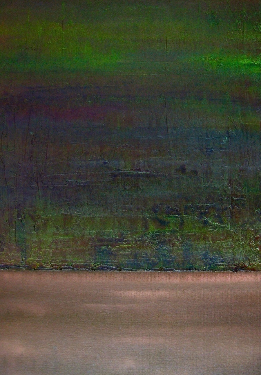 Abstract landscape painting titled Islay Northern Lights Original Painting displayed