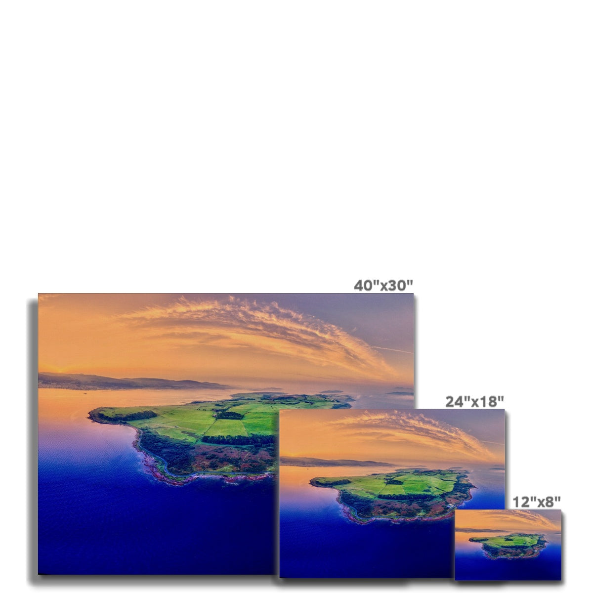 40x30 inch Isle of Cumbrae sunset canvas print with vibrant hues