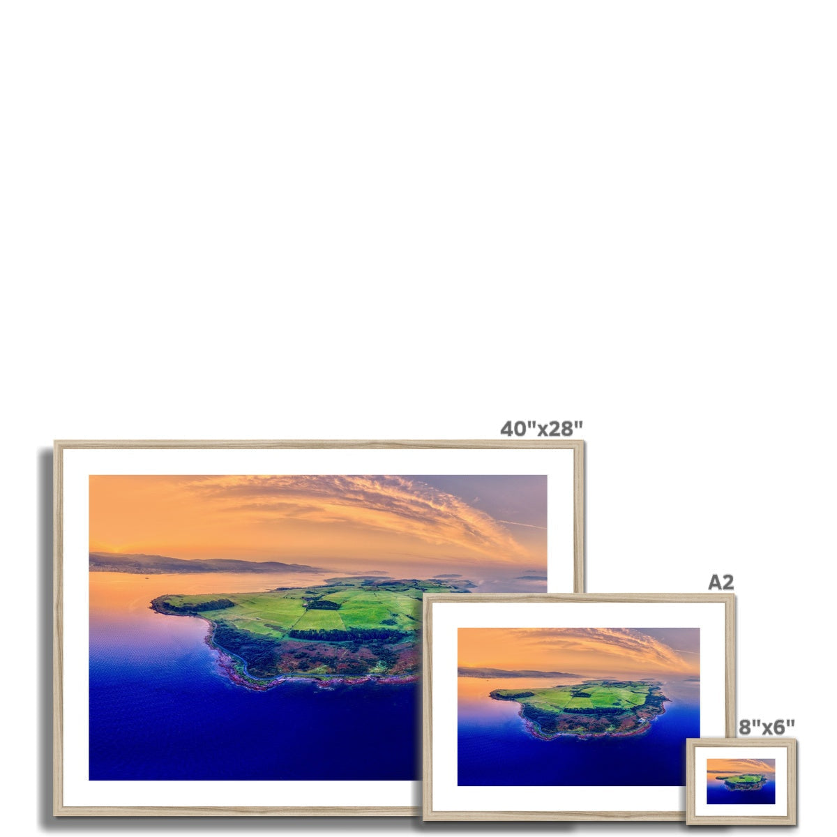 40x28 inch framed Isle of Cumbrae landscape print in gold