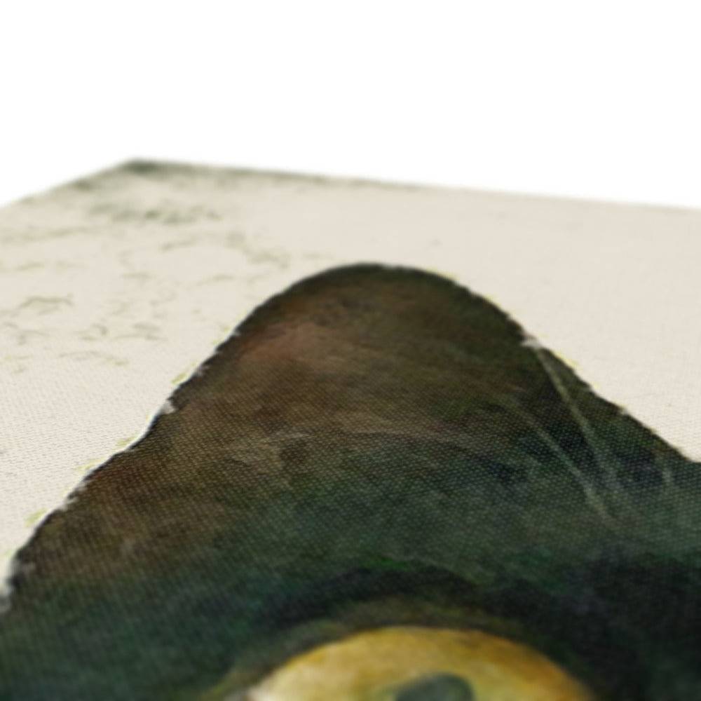 Close-up of Juno dark green textured canvas print fabric with yellow accents