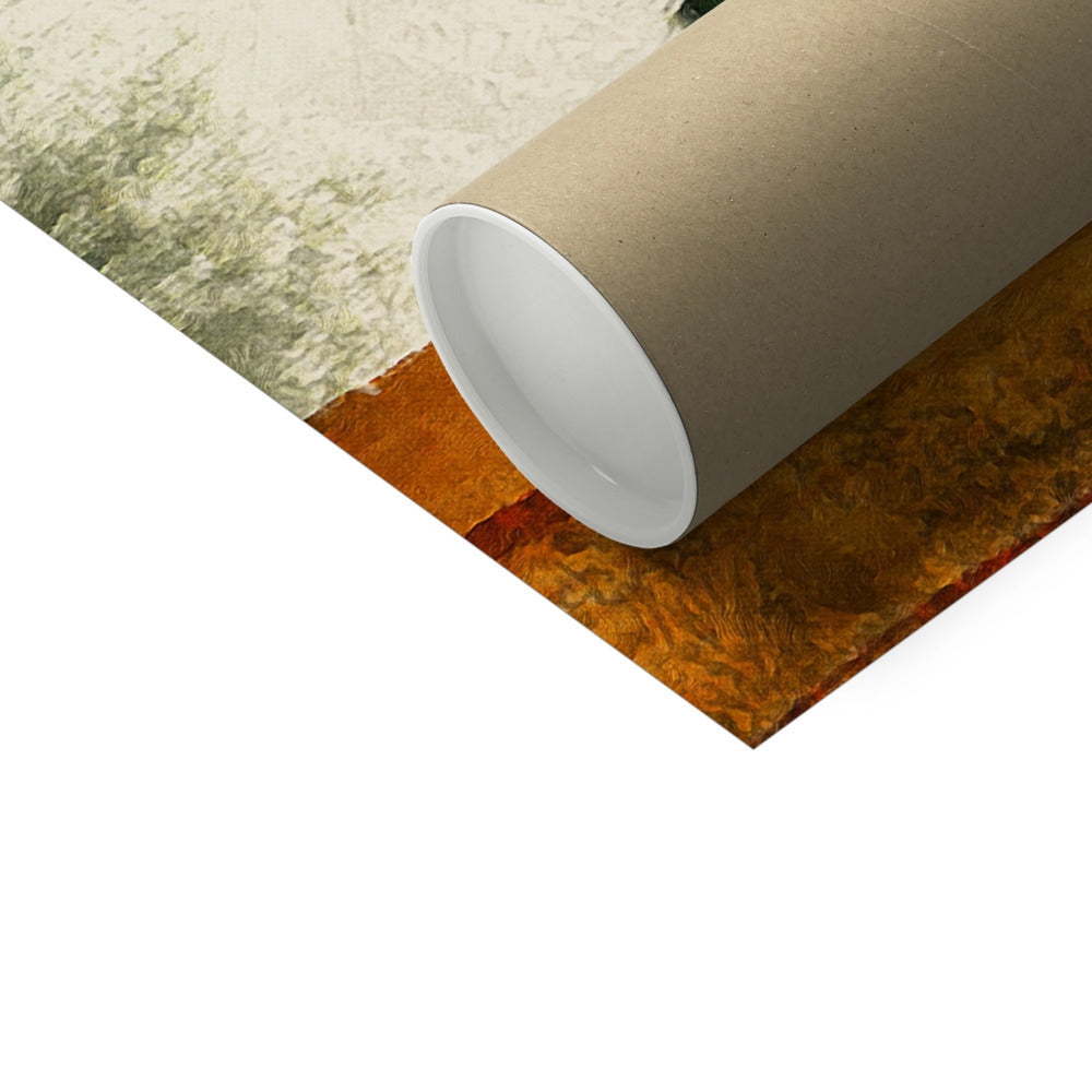 Juno artist proof pet portrait print: beige tube on green orange abstract art