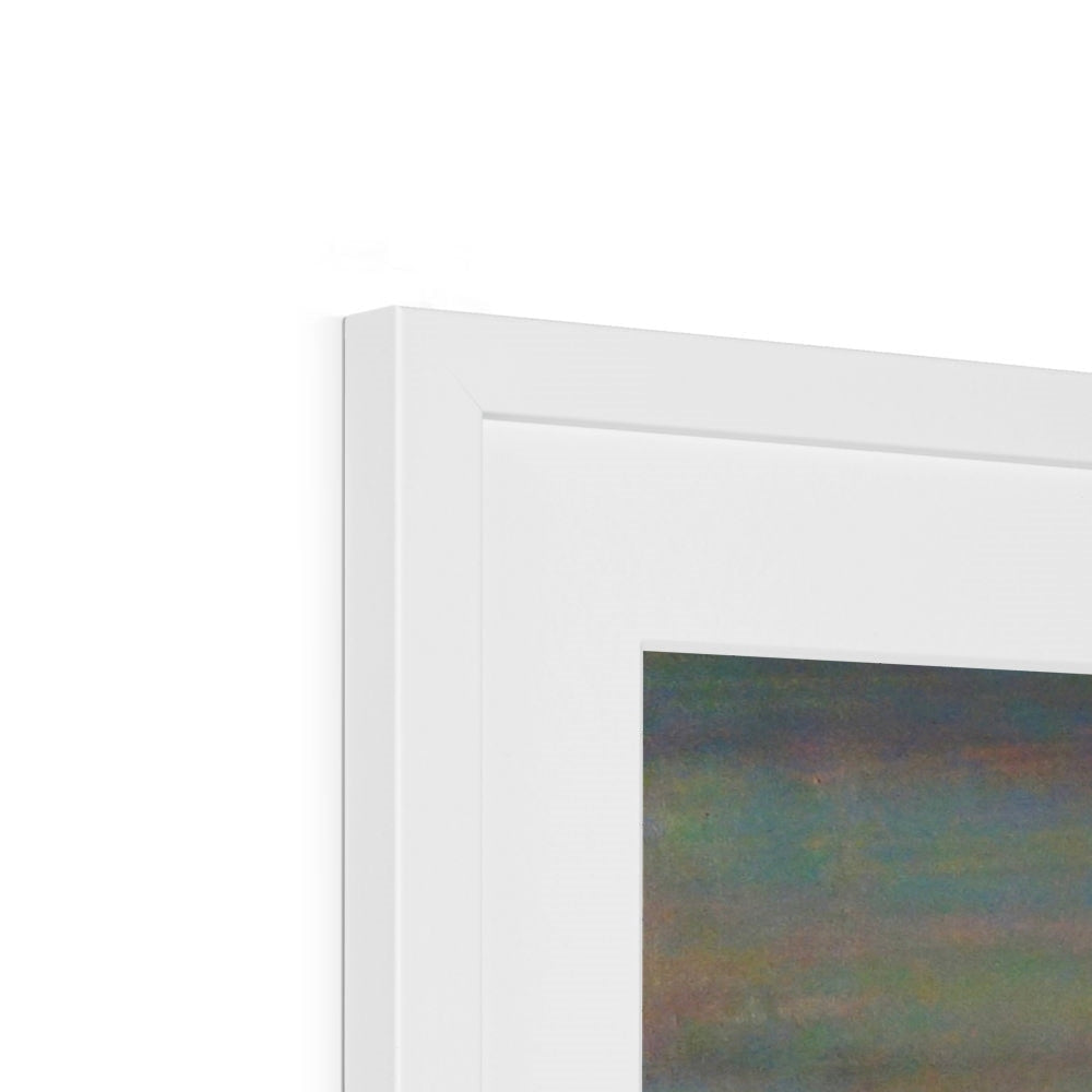 White framed abstract print of Jupiter, Venus and Moon over River Clyde