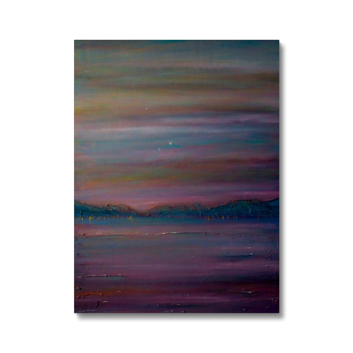 Jupiter, Venus & Moon over River Clyde abstract canvas painting
