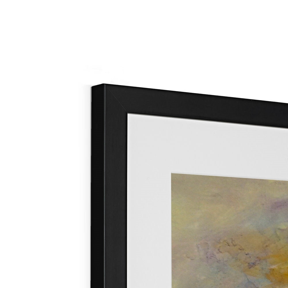 Jura framed print in black matte frame with white mat and abstract art