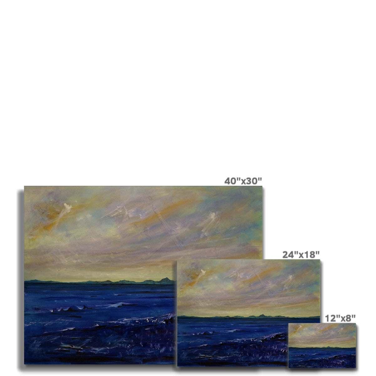 Jura Canvas 40x30 ocean wave art print with serene sunset sky