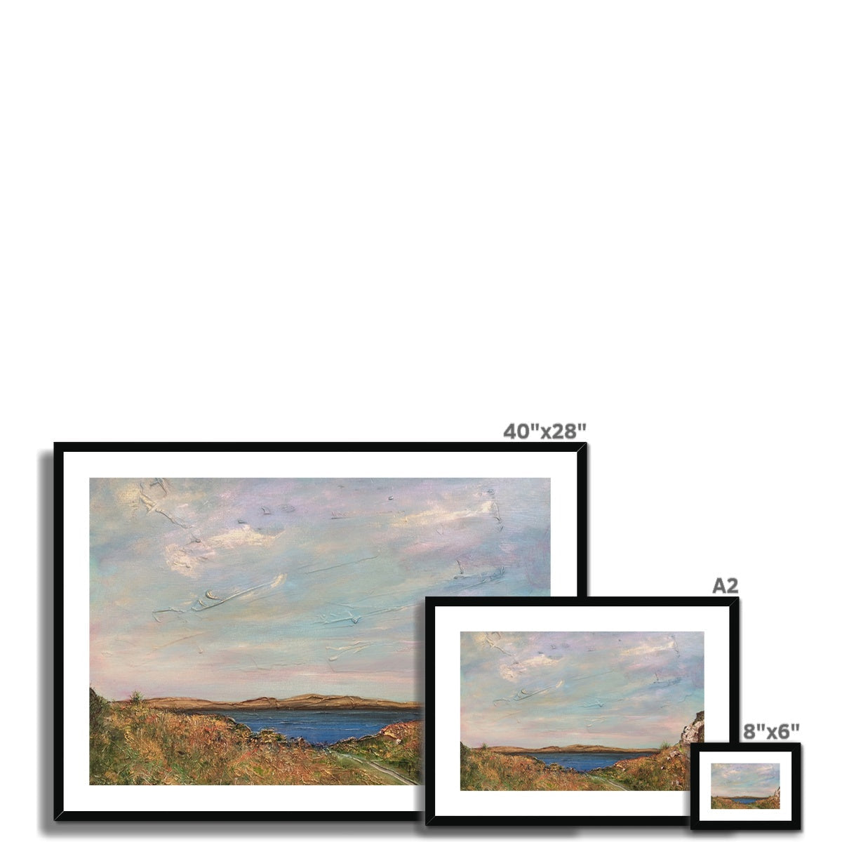 Jura From Crinan 40x28 inch framed landscape print with black frame