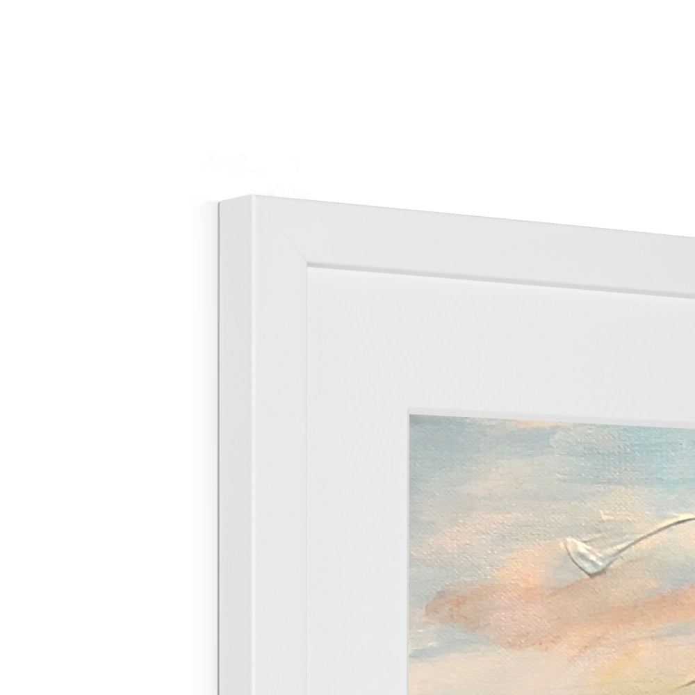 Jura Dawn minimalist abstract print in white frame with pastel colors
