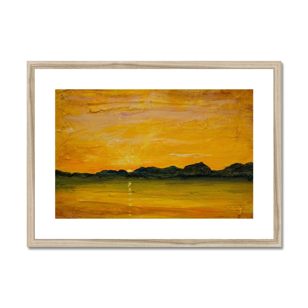 Jura Sunset Art Print: Wooden-Framed Landscape of Serene Mountain Sunset