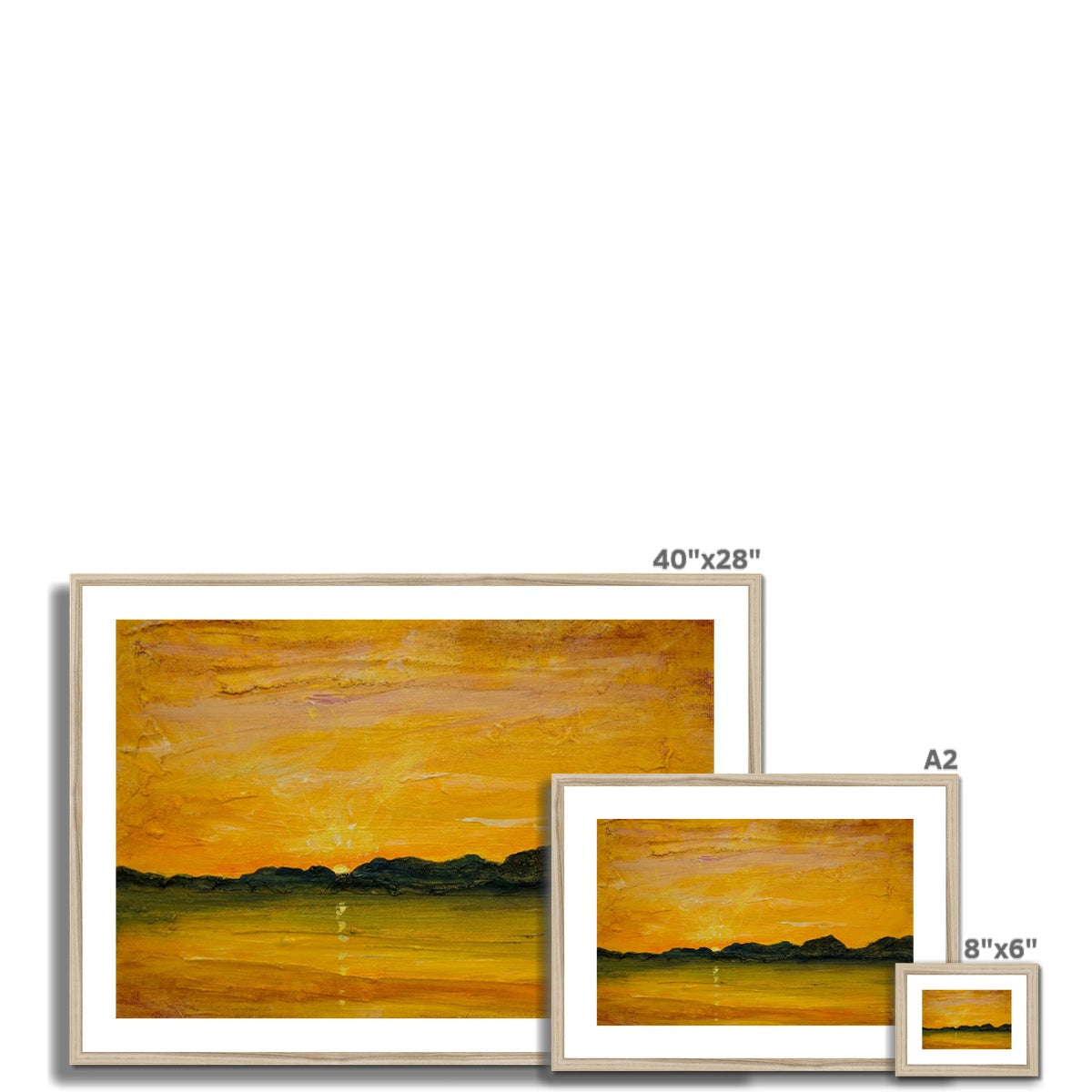 Gold and black abstract landscape in Jura Sunset Art Prints, white frame