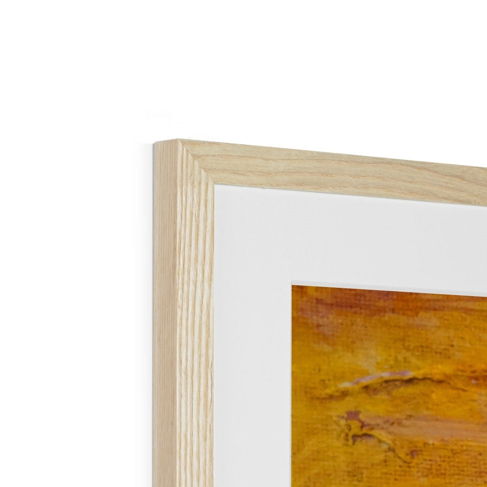 Jura Sunset Art Print in Light Wood Frame with Abstract Painting