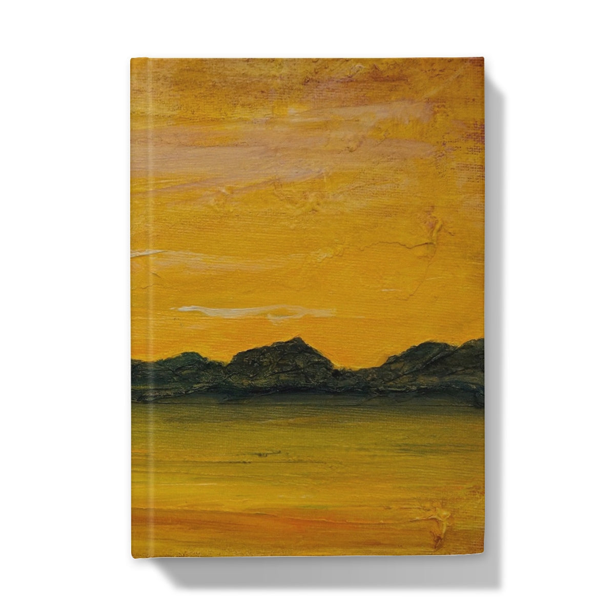 Jura Sunset journal with yellow abstract landscape canvas painting