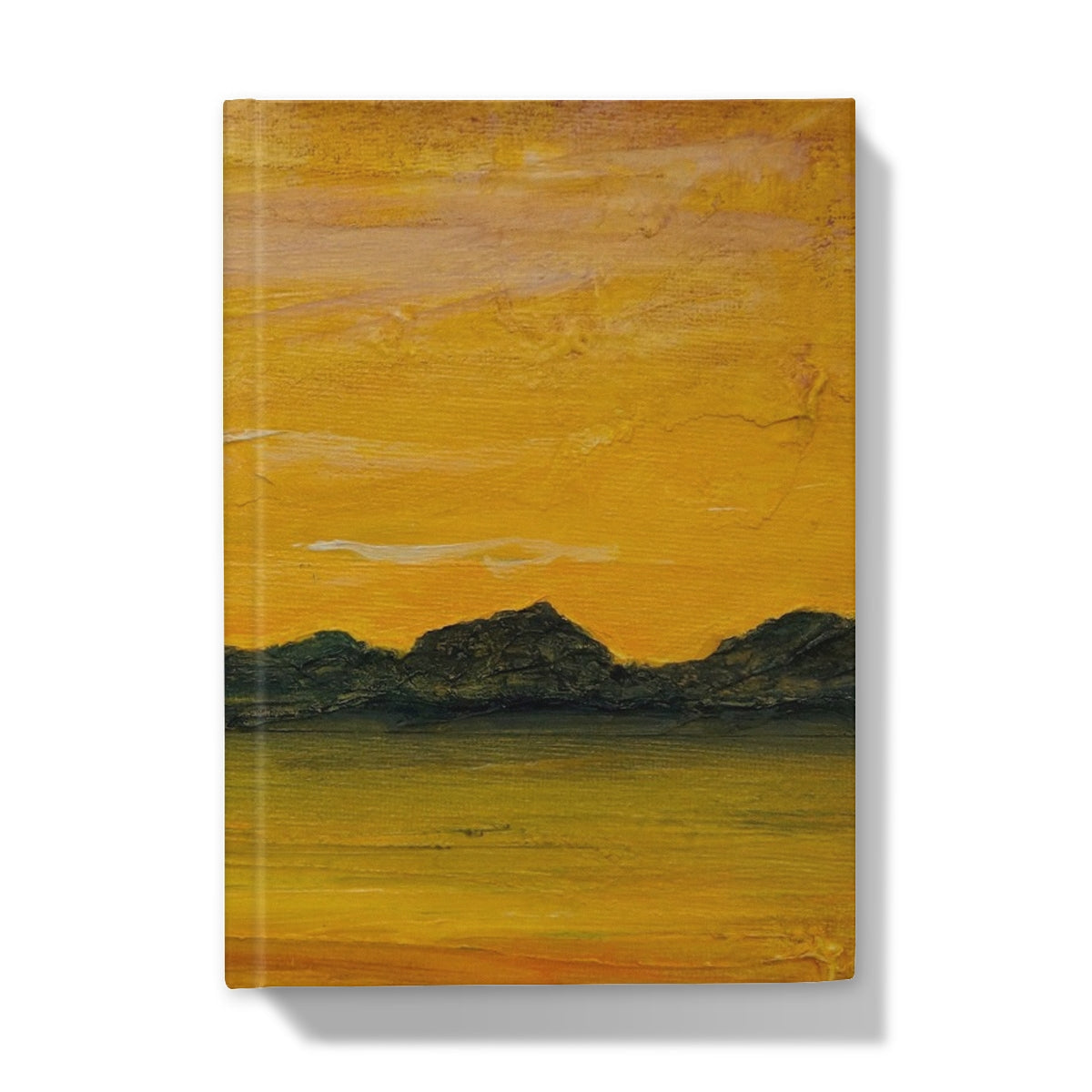 Yellow and brown abstract Jura Sunset landscape on journal