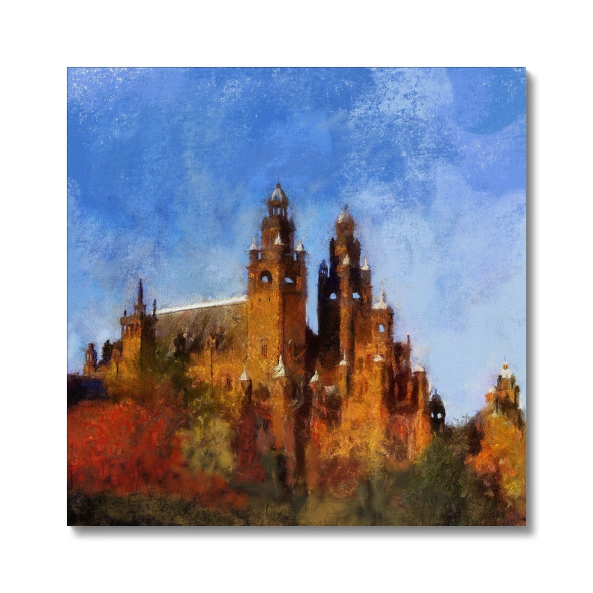 Impressionistic painting of grand cathedral at Kelvingrove Art Gallery Canvas