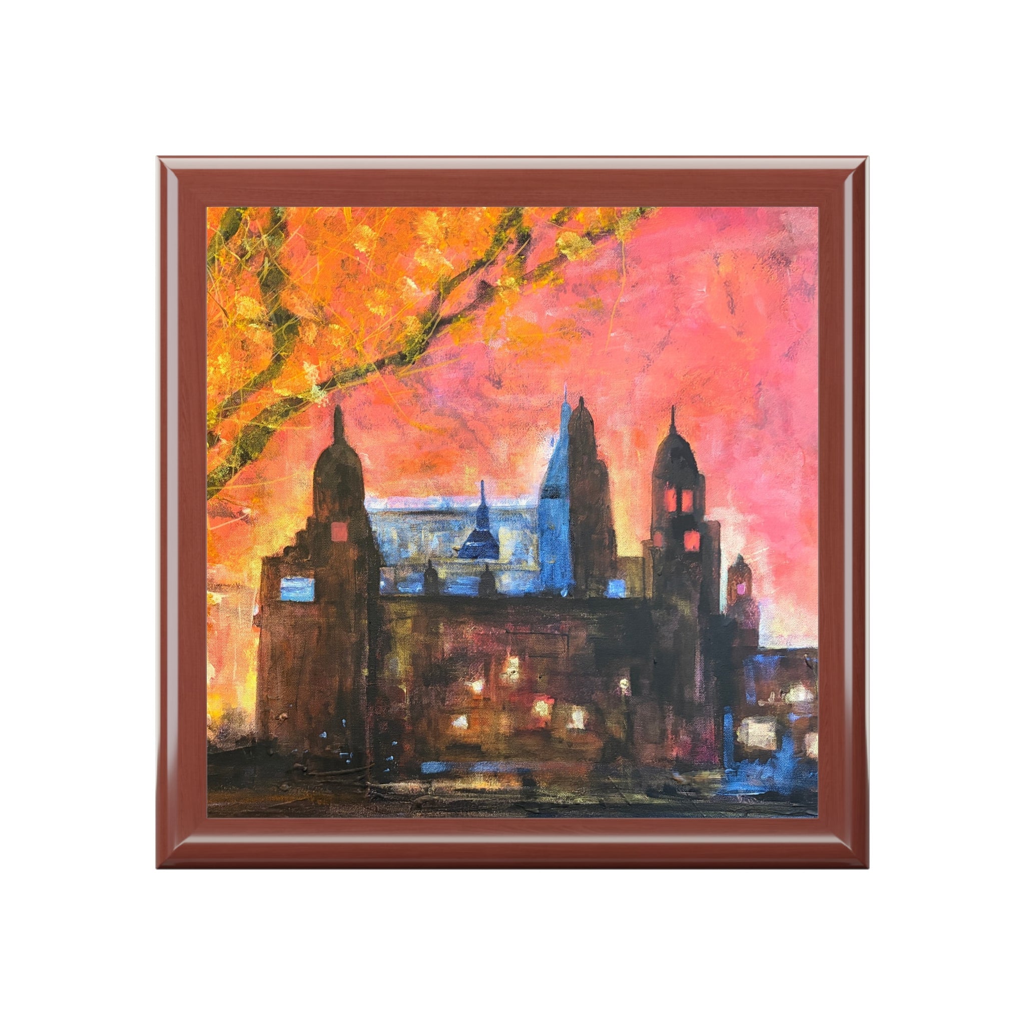 Kelvingrove Art Gallery Dusk impressionistic cityscape jewellery box