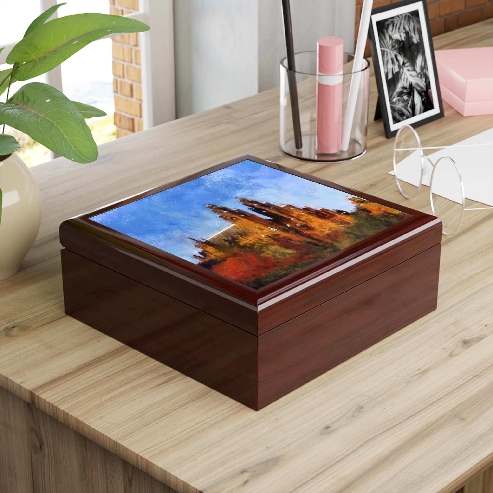 Kelvingrove Art Gallery Scotland autumn landscape wooden jewellery box