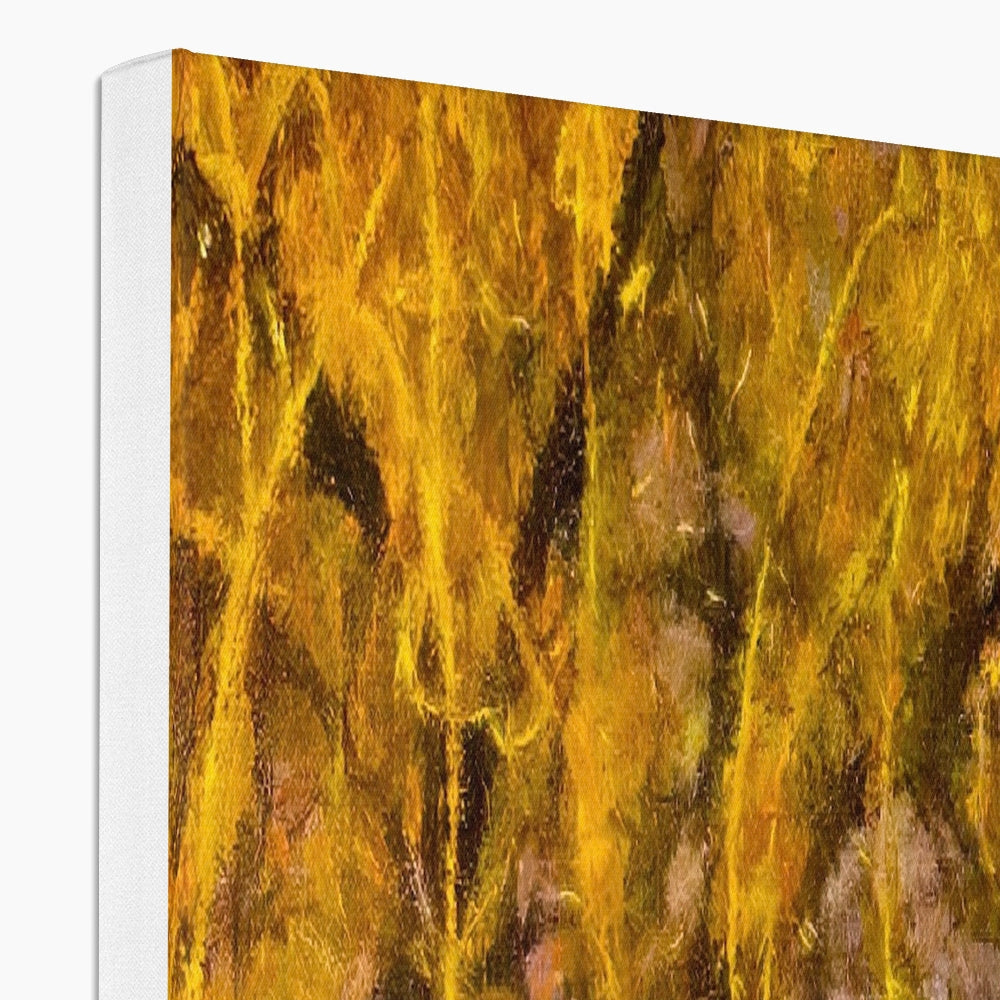 Yellow and black abstract art canvas print with textured brushstrokes, Kelvingrove Nights