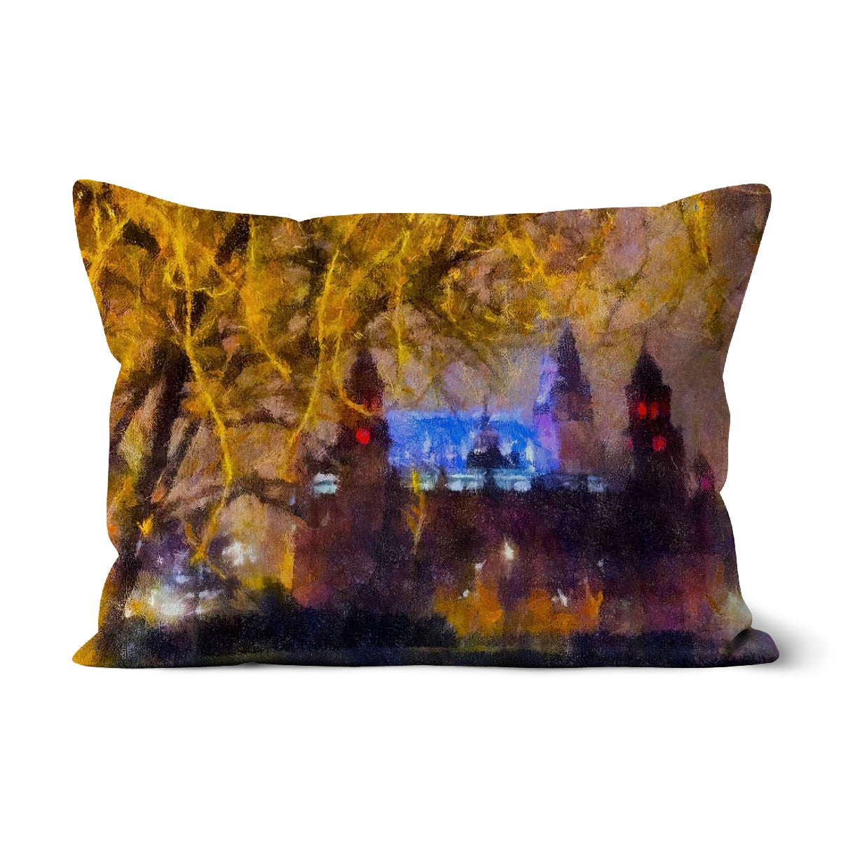 Kelvingrove Nights Cushion featuring a vibrant impressionistic cityscape design