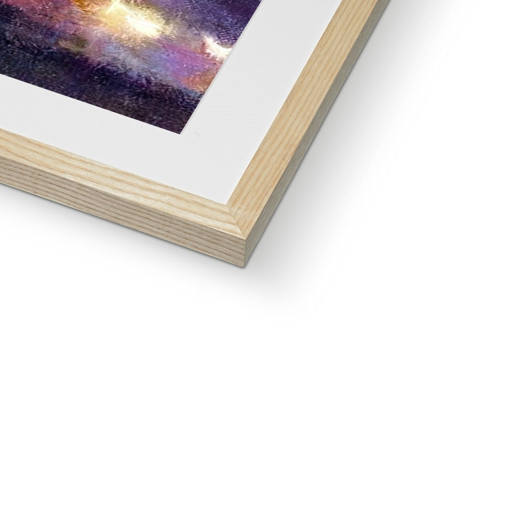 Kelvingrove Nights abstract purple painting in wooden frame with white mat