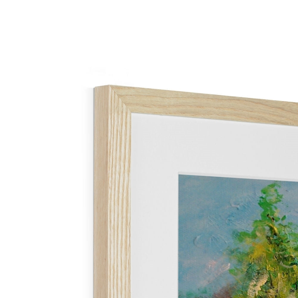 Kenmore Bridge Art Prints: light oak frame with white mat and abstract landscape painting