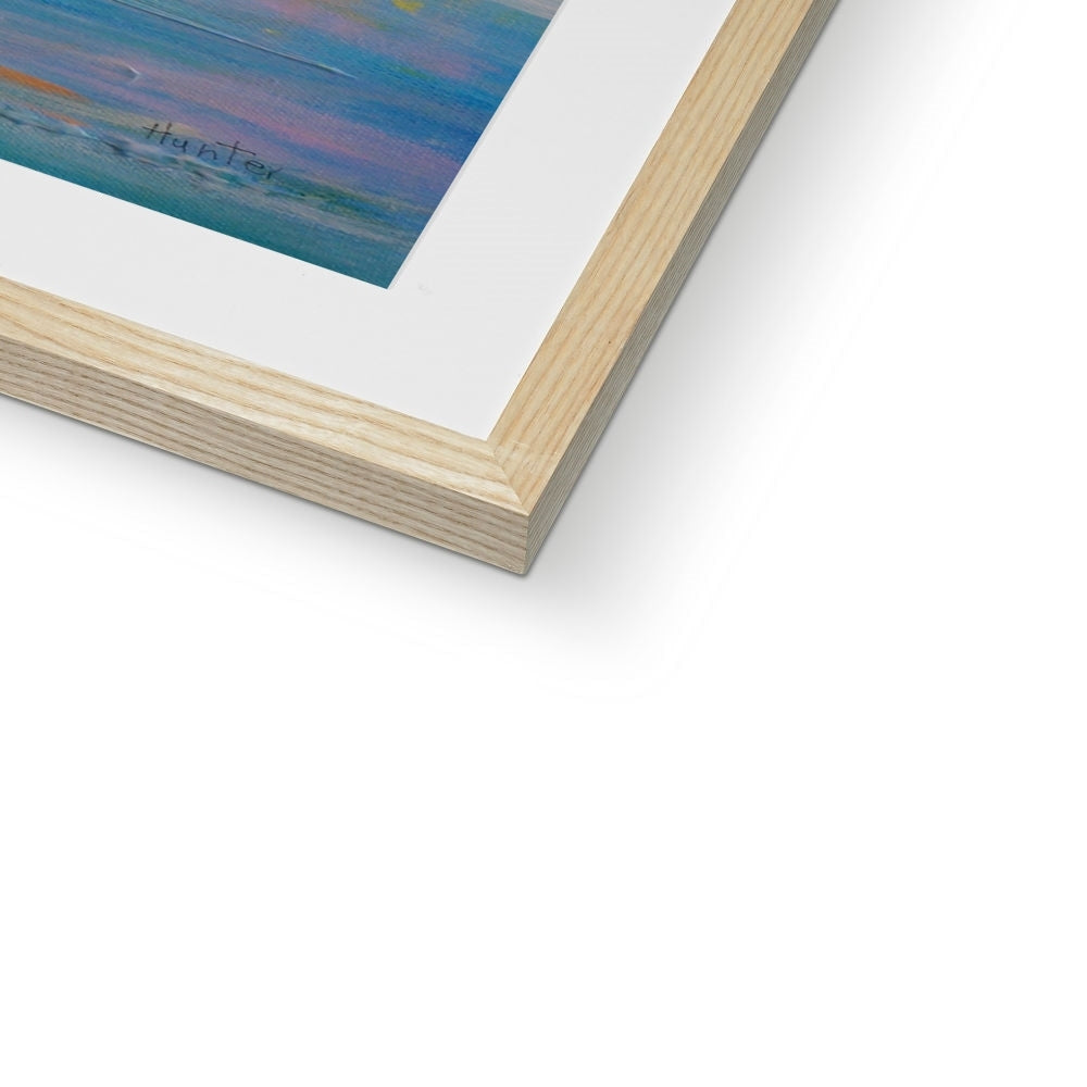 Kenmore Bridge Art Prints: Wooden frame with white mat and blue artwork