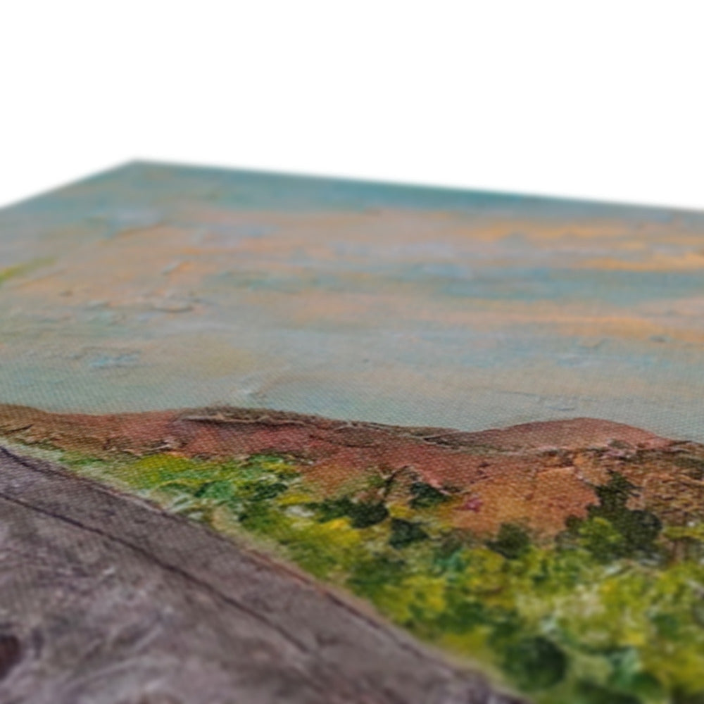 Green moss-covered stone coaster in Kenmore Bridge II canvas print