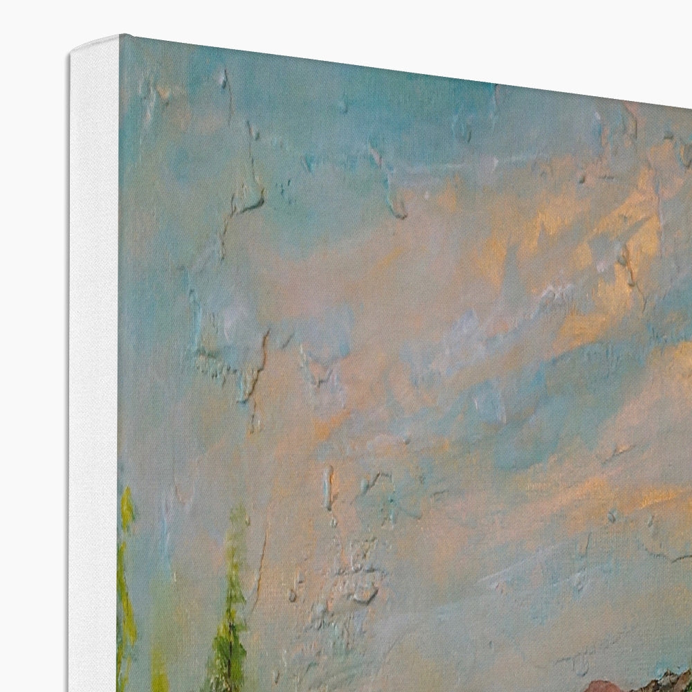 Kenmore Bridge II abstract canvas print in light blue beige tones