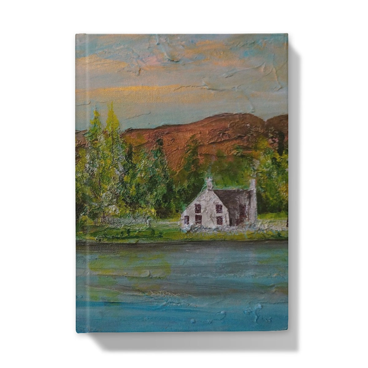 Lakeside stone cottage canvas print on Kenmore Bridge II journal