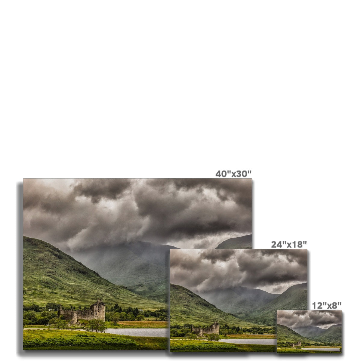 Kilchurn Castle dramatic mountain landscape canvas print 40x30 inch