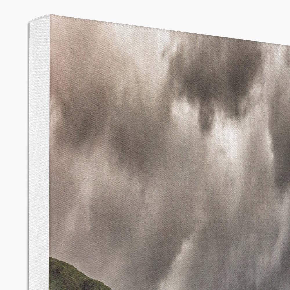 Kilchurn Castle canvas print of dramatic muted cloudscape