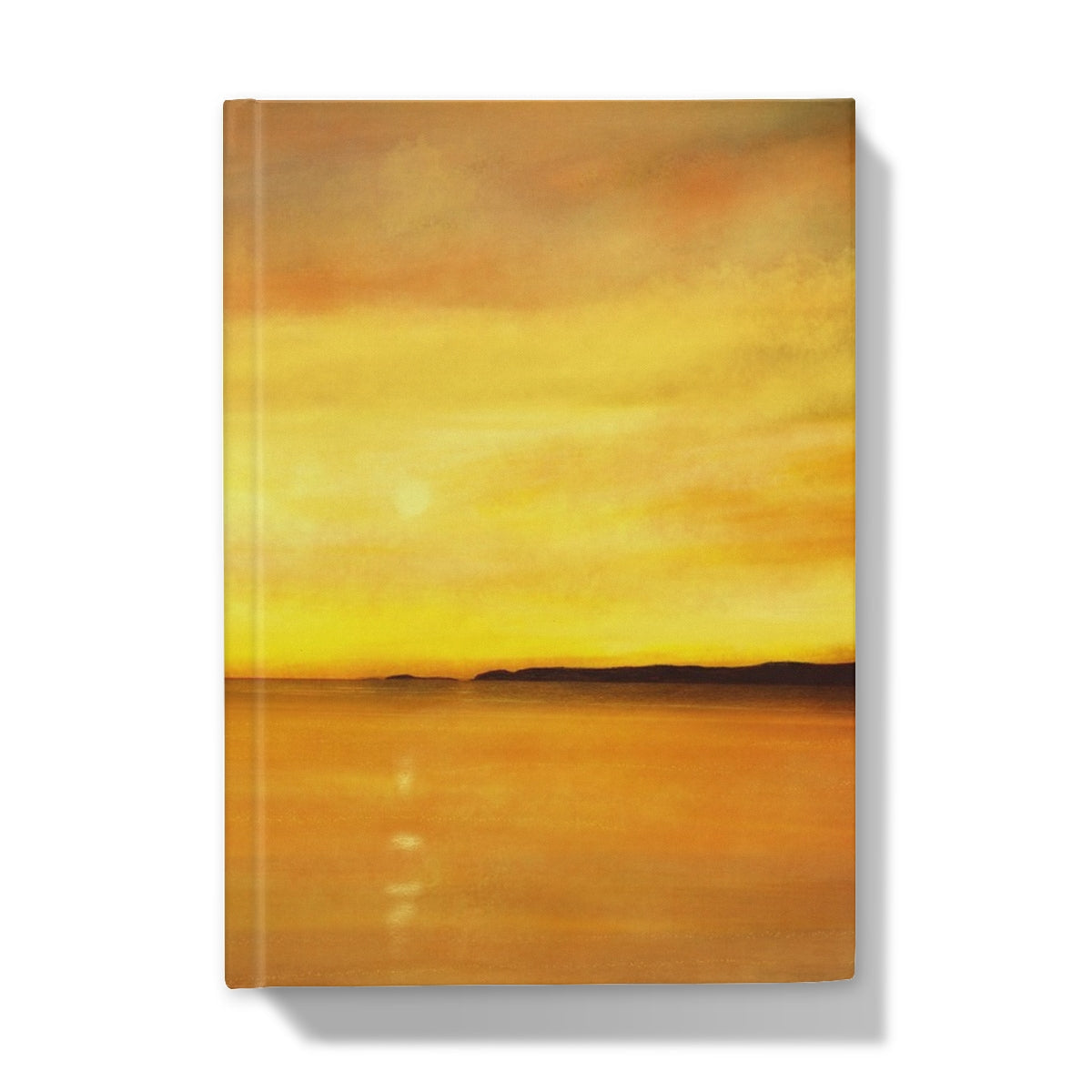 Kings Cave Sunset Arran journal with yellow orange abstract art