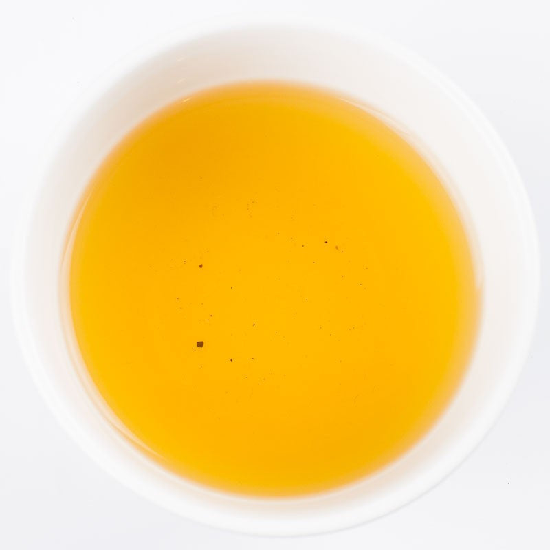 Golden amber kinnettles gold scottish grown tea in a white ceramic bowl showcasing its rich color