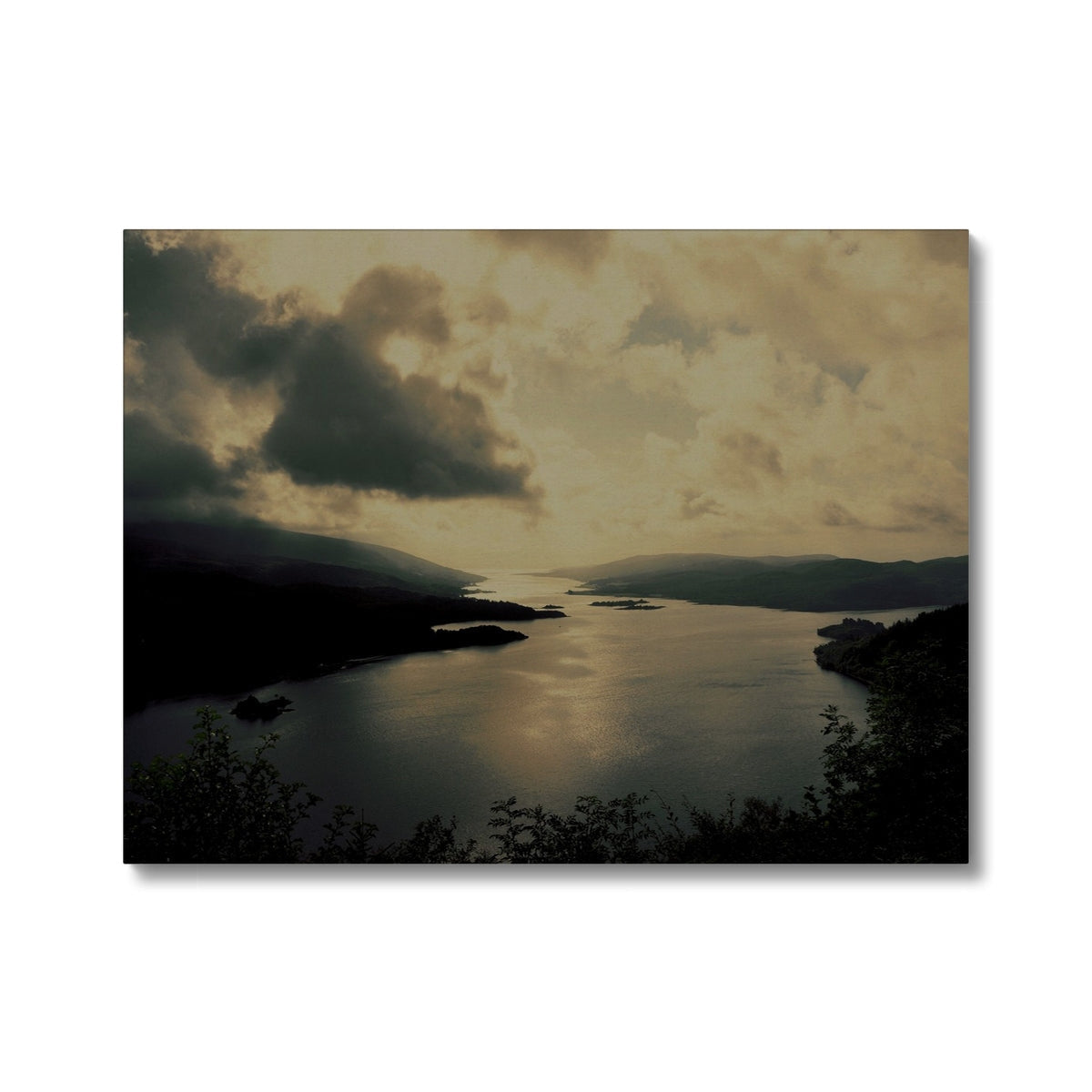 Golden sunset landscape poster on The Kyles of Bute canvas print